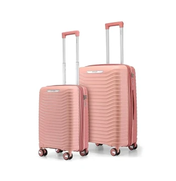 Dummy Provogue Coral Hard-Sided PP Trolley Bag Set of 2 | Expandable Space with 8 Wheels Trolley Bags for Travel | Lightweight with Combination Lock | 5 Year Warranty (Tea Rose/Redwood)